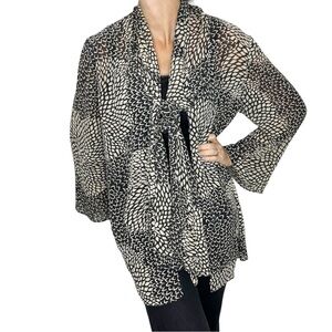 Windsmoor black beige print chiffon tie neck kimono jacket